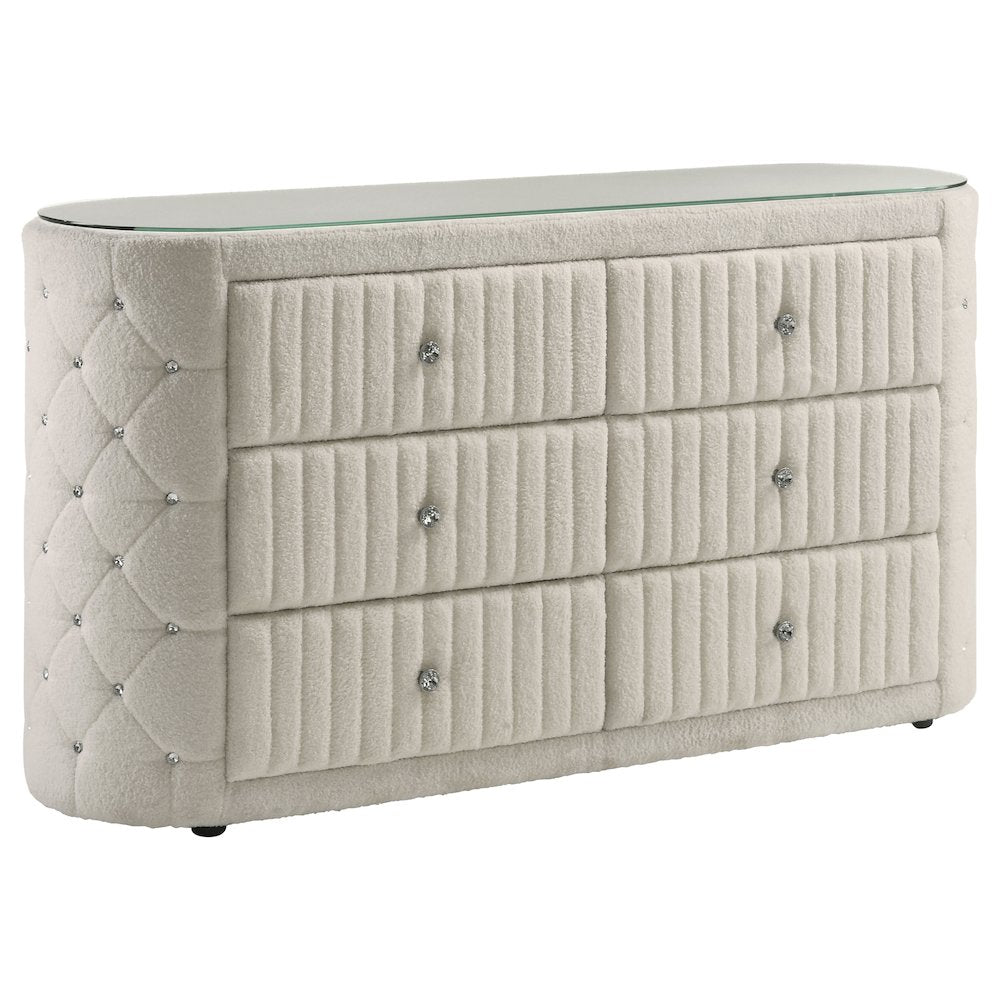 Sonya 4-piece Upholstered Queen Bedroom Set Ivory