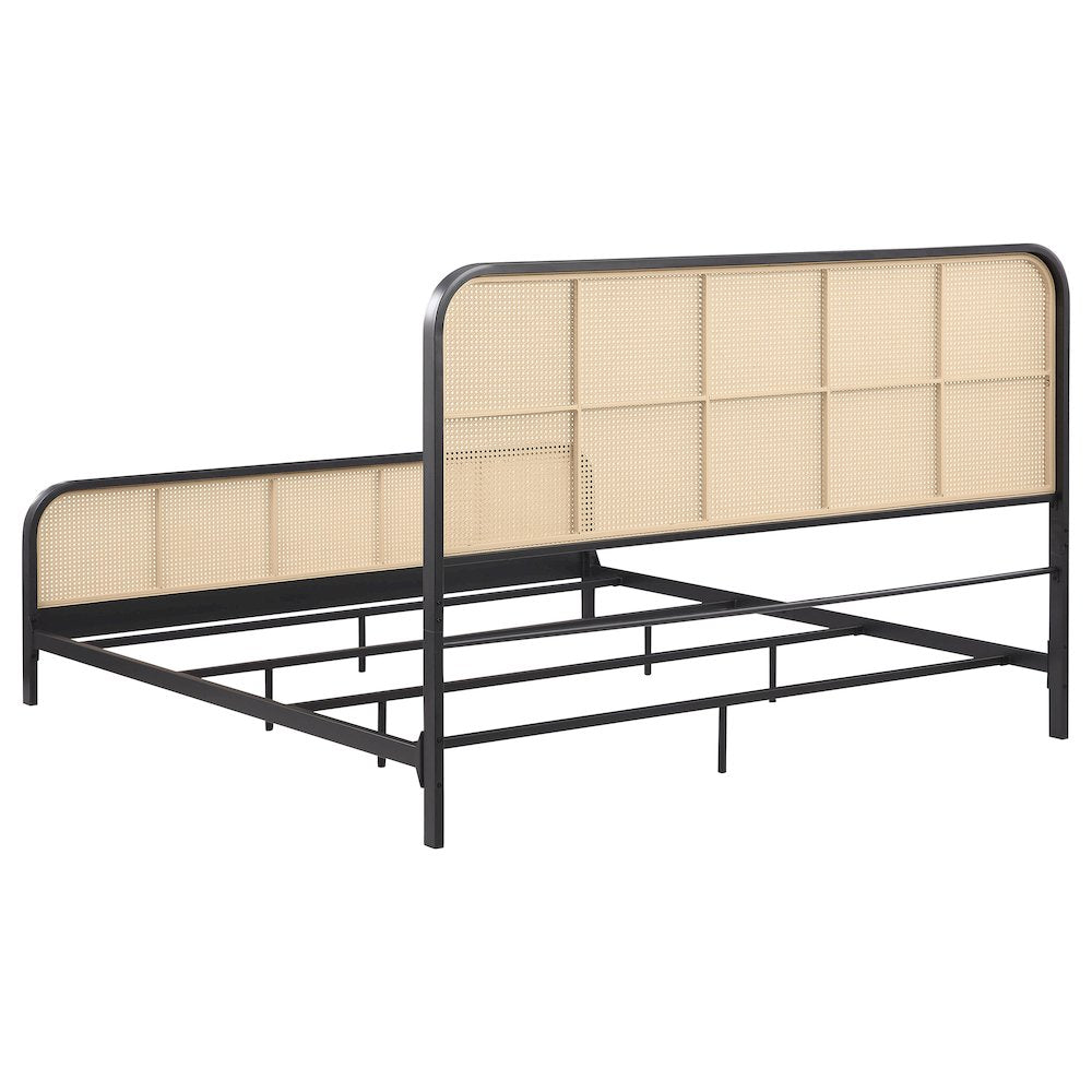 Lanewood Open Cane Webbing Metal Eastern King Bed Black