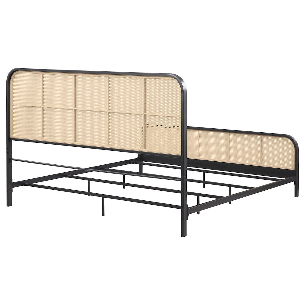 Lanewood Open Cane Webbing Metal Eastern King Bed Black
