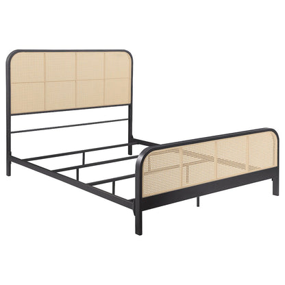Lanewood Open Cane Webbing Metal Queen Bed Black