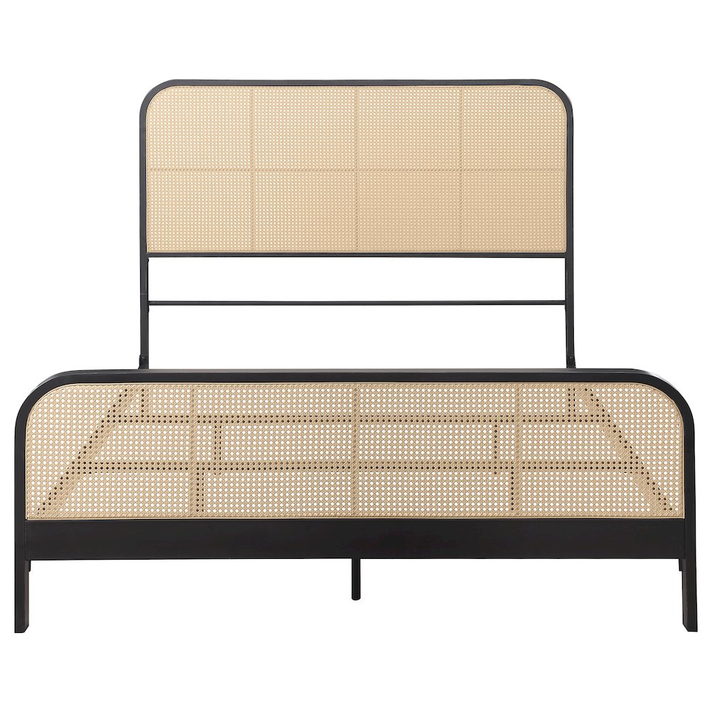 Lanewood Open Cane Webbing Metal Queen Bed Black