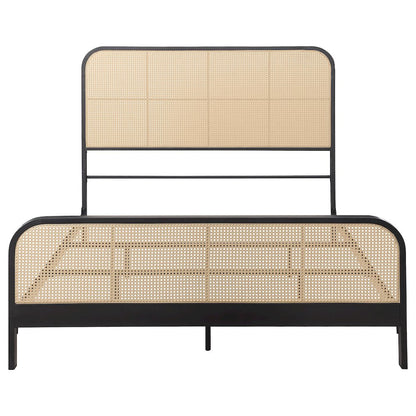 Lanewood Open Cane Webbing Metal Queen Bed Black