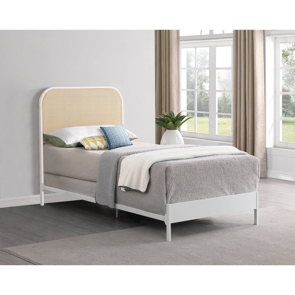 Amherst Radio Weave Rattan Metal Twin Bed White