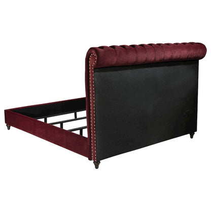 Devon 57-inch Upholstered Eastern King Panel Bed Wine Red