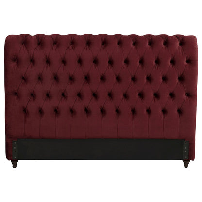 Devon 57-inch Upholstered California King Headboard Wine Red