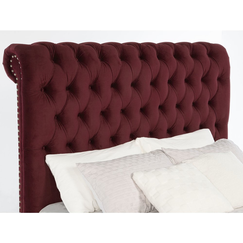 Devon 57-inch Upholstered Queen Panel Bed Wine Red