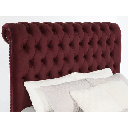 Devon 57-inch Upholstered Queen Panel Bed Wine Red