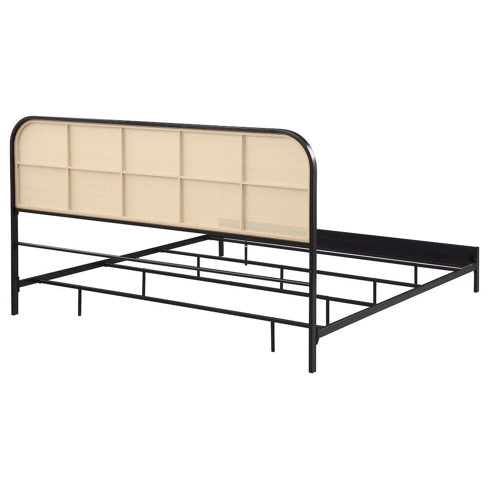 Amherst Radio Weave Rattan Metal Eastern King Bed Black