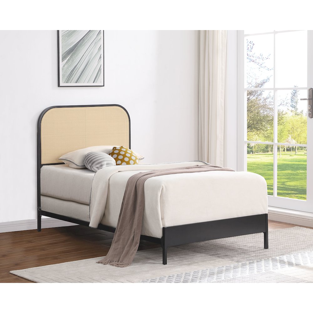 Amherst Radio Weave Rattan Metal Full Bed Black