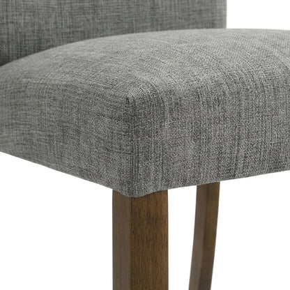 Upholstered Dining Chair with Wood Legs, Kitchen Side Chair, Grey, Set of 2