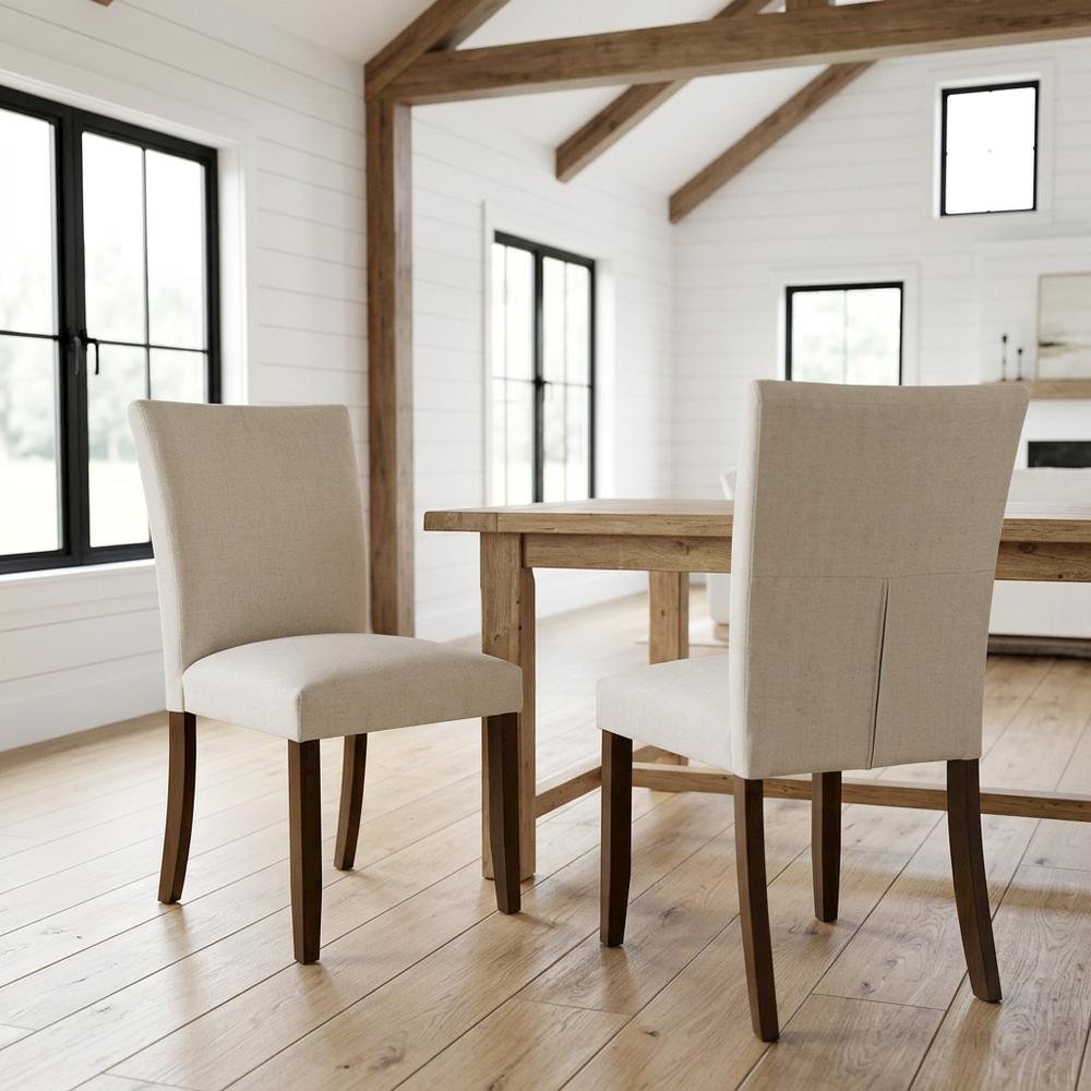 Upholstered Dining Side Chairs for Kitchen and Dining, Beige, Set of 2