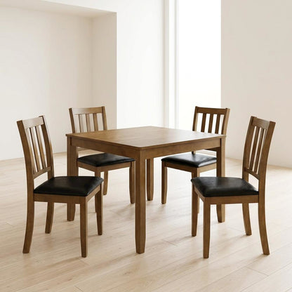 Wood Square Dining Table Set with Chairs for Kitchen or Dining Room, Honey Brown