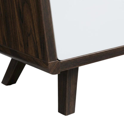 Dark Walnut 2-Door TV Stand, Engineered Wood Frame, Mid-Century Modern Style