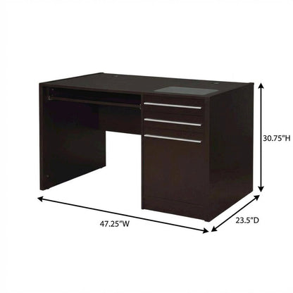 Contemporary Brown Office Desk With 2 Drawers And Cabinet For Workspace