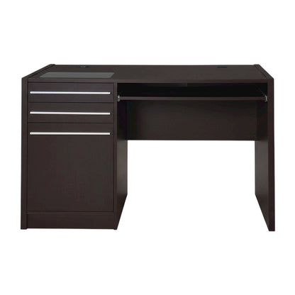 Contemporary Brown Office Desk With 2 Drawers And Cabinet For Workspace