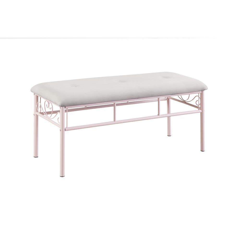 Massi Tufted Upholstered Bench Powder Pink
