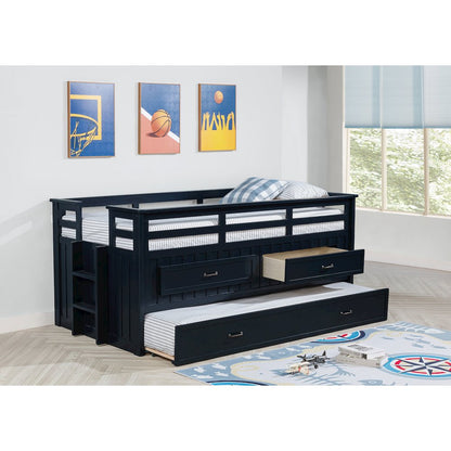 Carlsbad Wood Twin Captains Bed With Trundle Navy Blue