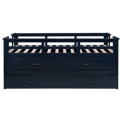 Carlsbad Wood Twin Captains Bed With Trundle Navy Blue