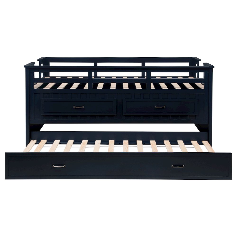Carlsbad Wood Twin Captains Bed With Trundle Navy Blue