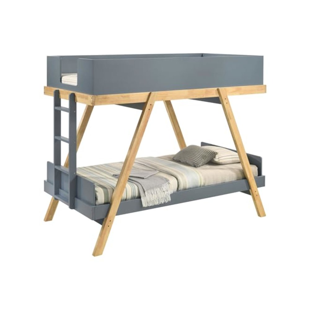 Frankie Twin Over Twin Bunk Bed with 7-inch Mattresses Blue