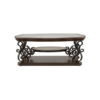 Laney 2-piece Glass Top Coffee and End Table Set Dark Merlot
