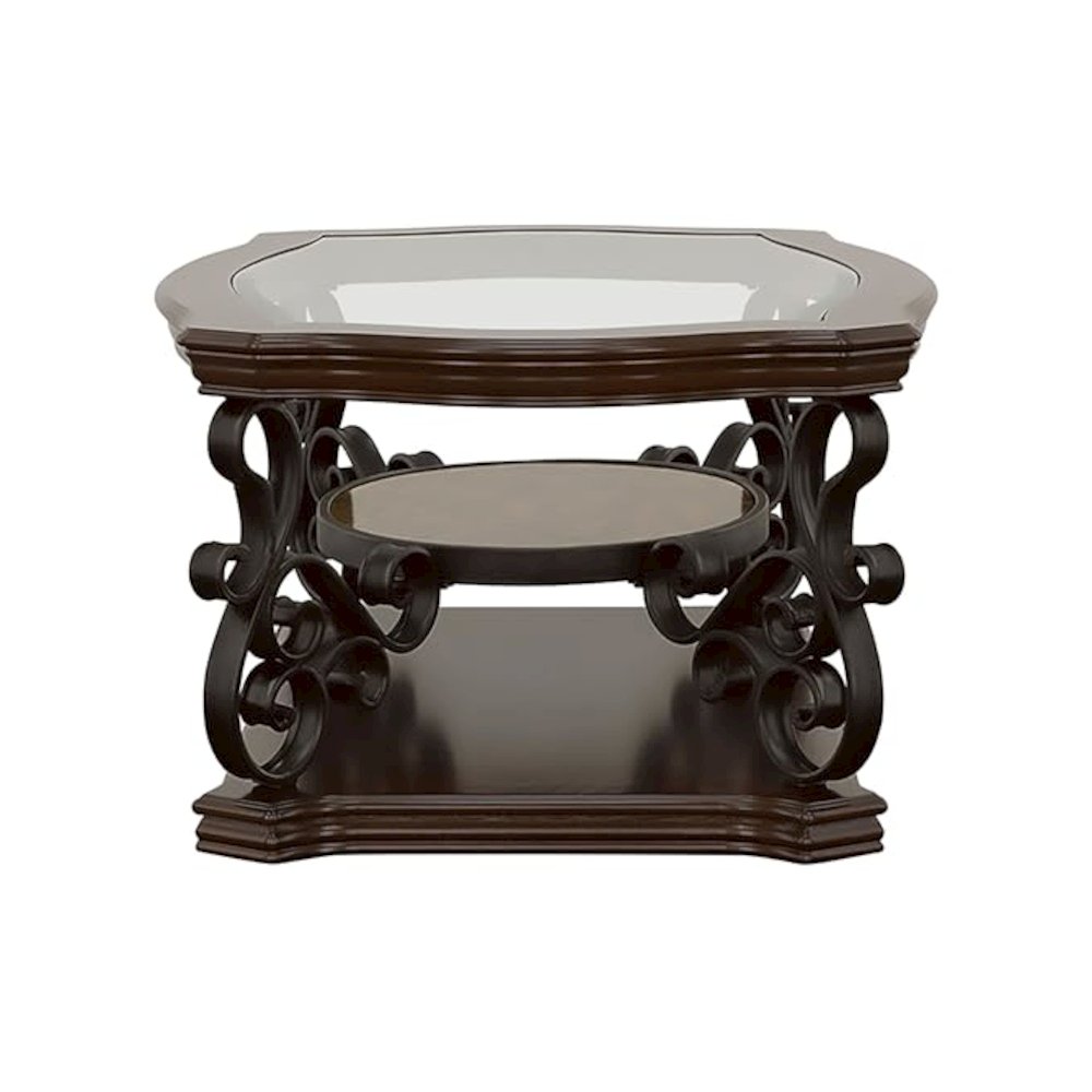 Laney 3-piece Glass Top Coffee and End Table Set Dark Merlot