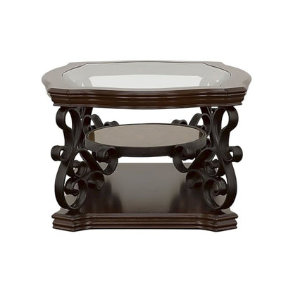 Laney 3-piece Glass Top Coffee and End Table Set Dark Merlot