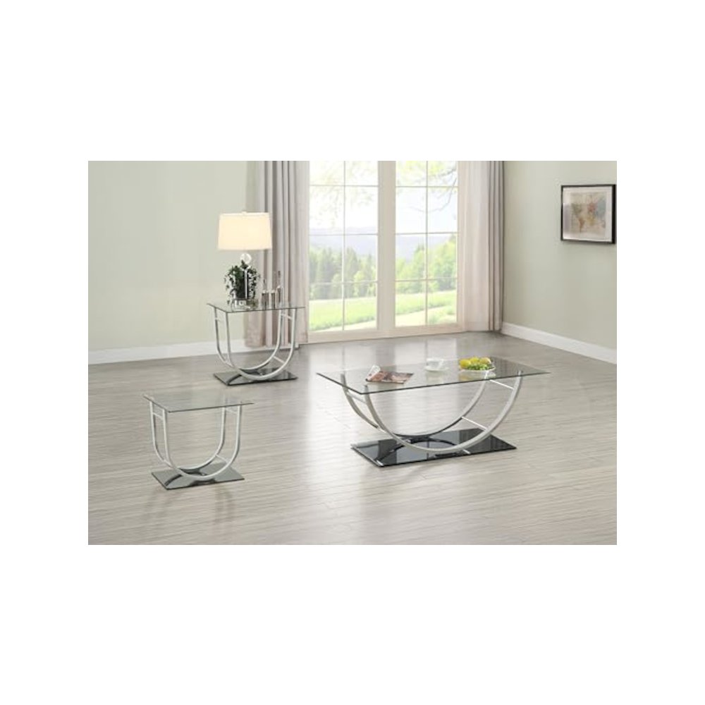 Danville 3-piece Glass Top Coffee and End Table Set Chrome