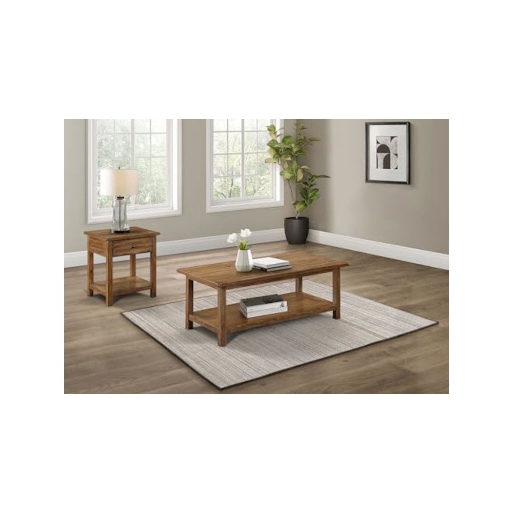 Payne 2-piece Coffee and 1-drawer End Table Set Brown