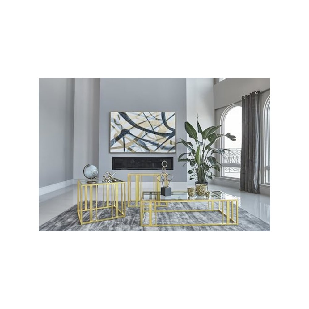 Adri 3-piece Coffee and End Table Set Matte Brass