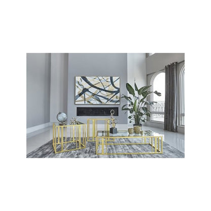 Adri 3-piece Coffee and End Table Set Matte Brass