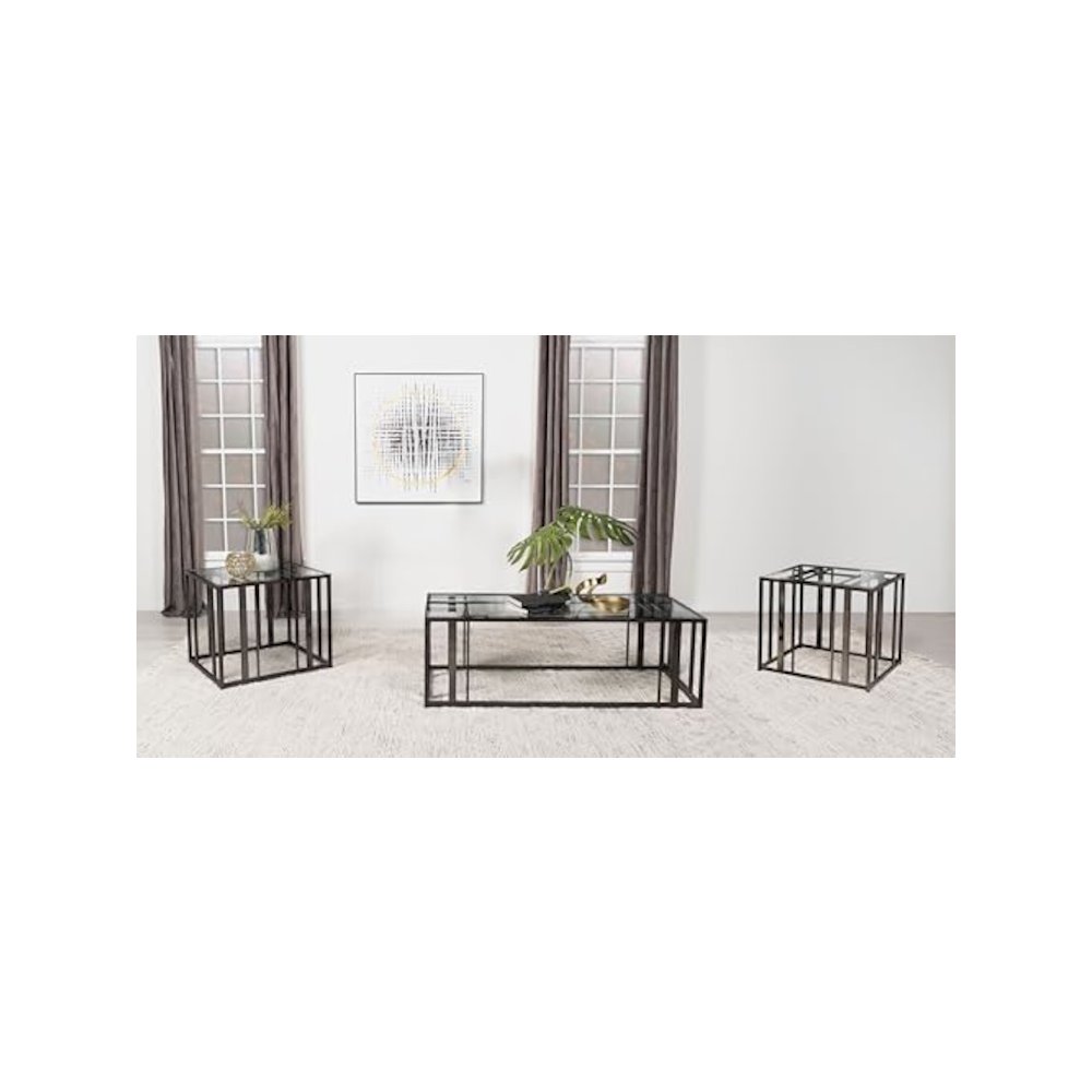 Adri 3-piece Coffee and End Table Set Black Nickel