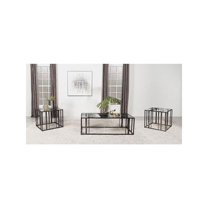 Adri 3-piece Coffee and End Table Set Black Nickel