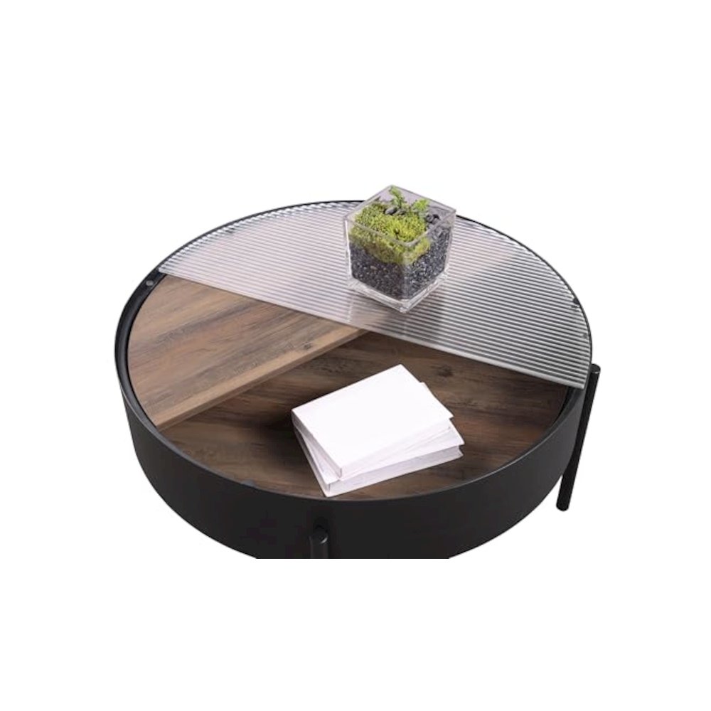 Ozella 2-piece Round Coffee and End Table Set Sandy Black