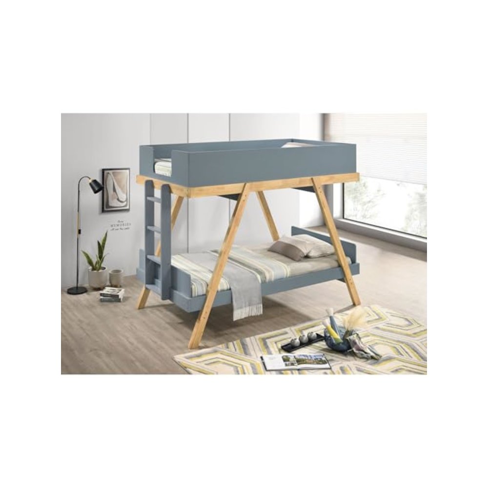 Frankie Twin Over Twin Bunk Bed with 7-inch Mattresses Blue
