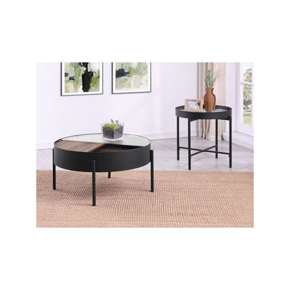 Ozella 2-piece Round Coffee and End Table Set Sandy Black