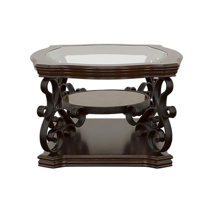 Laney 2-piece Glass Top Coffee and End Table Set Dark Merlot