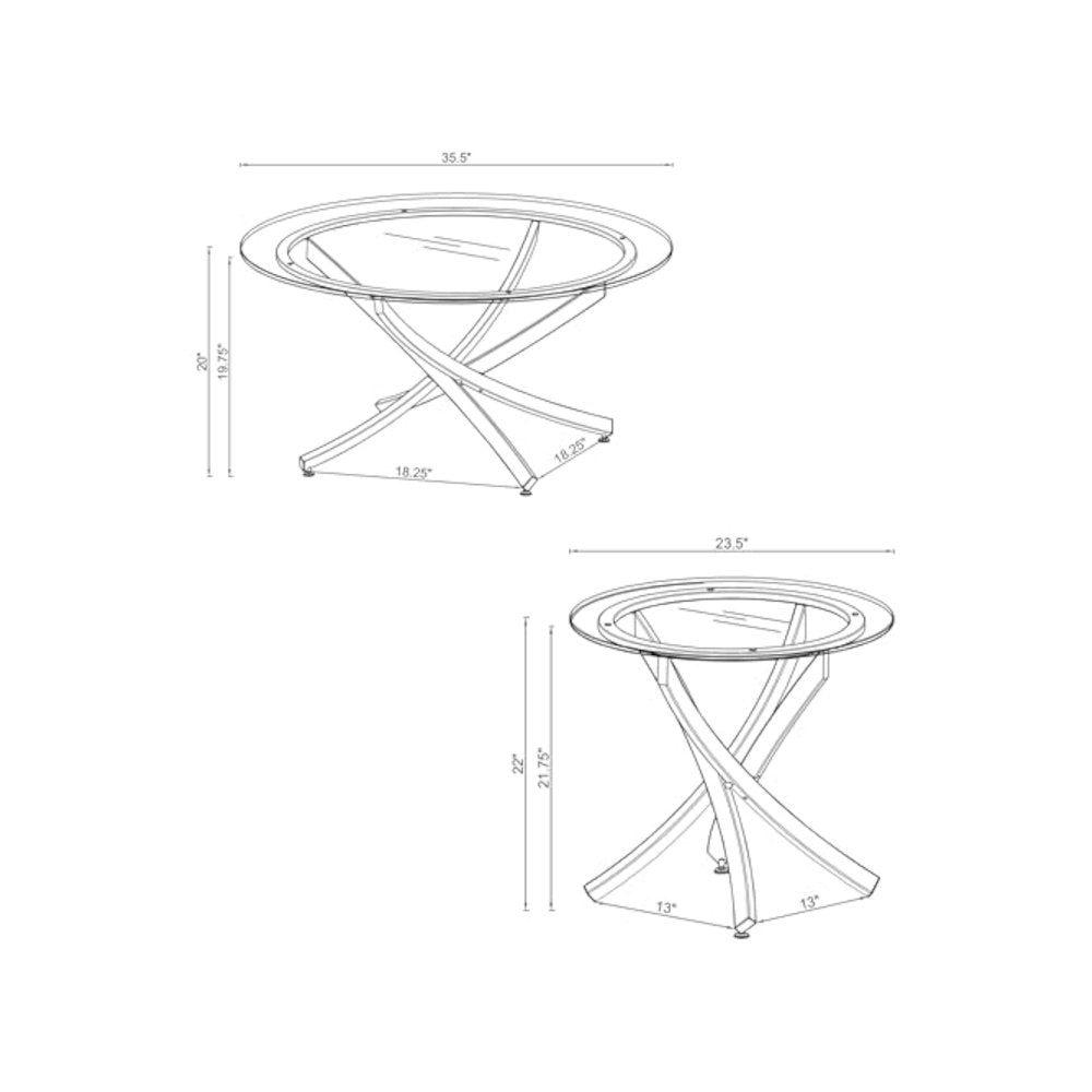 Brooke 3-piece Round Coffee and End Table Set Chrome