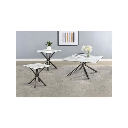 Carvell 3-piece Square Coffee and End Table Set Mirage White