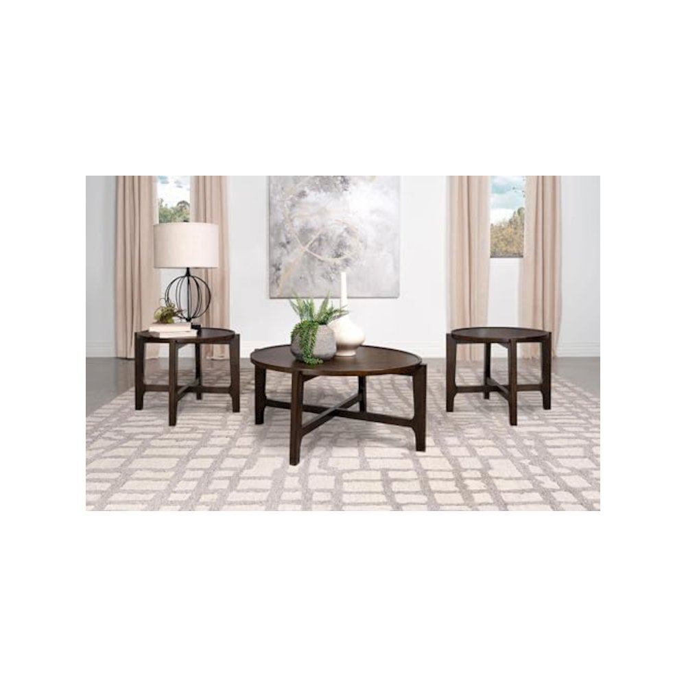 Cota 3-piece Solid Wood Coffee and End Table Set Dark Brown