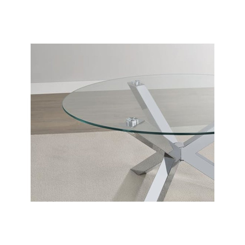 Kenzie 2-piece Round Coffee and End Table Set Chrome