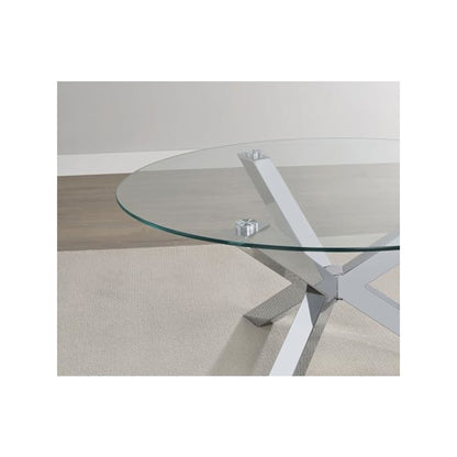 Kenzie 2-piece Round Coffee and End Table Set Chrome