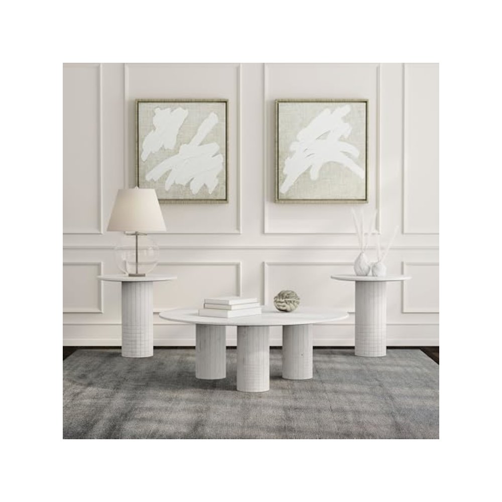 Astoria 3-piece Marble Coffee and End Table Set White