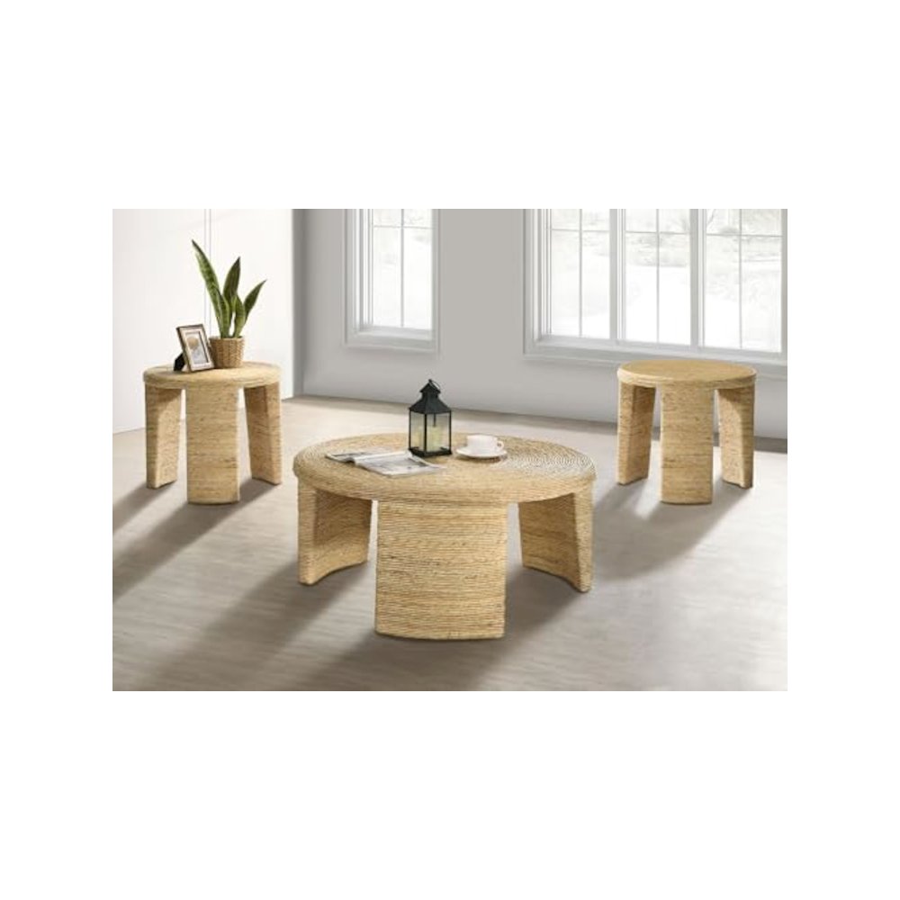 Artina 3-piece Rattan Coffee and End Table Set Natural