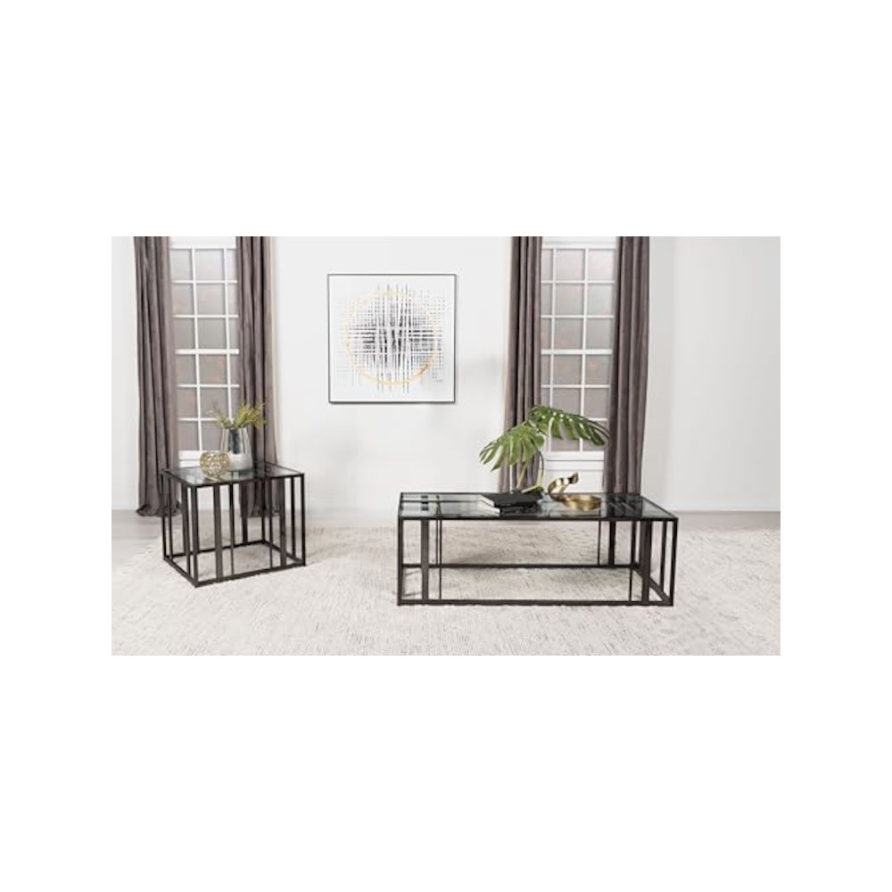Adri 2-piece Coffee and End Table Set Black Nickel