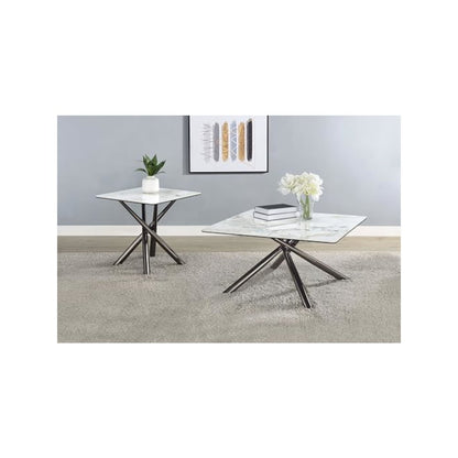 Carvell 2-piece Square Coffee and End Table Set Mirage White