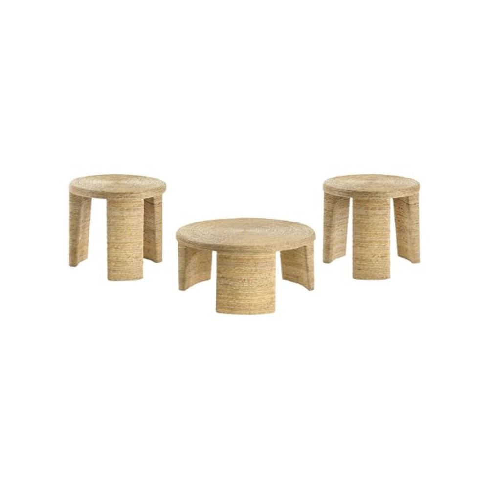 Artina 3-piece Rattan Coffee and End Table Set Natural