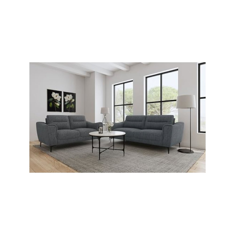 Nolan 2-piece Upholstered Sofa Set Charcoal