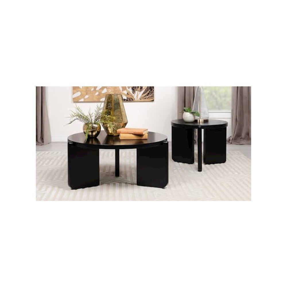 Cordova 2-piece Solid Wood Coffee and End Table Set Black
