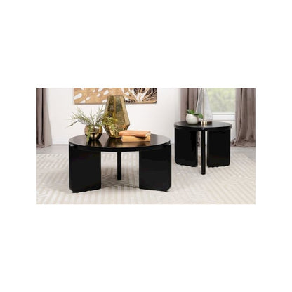 Cordova 2-piece Solid Wood Coffee and End Table Set Black